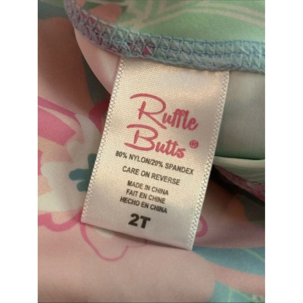 Ruffle Butts Girls Floral Crew Neck Multicolor Rash Guard Top size 2T